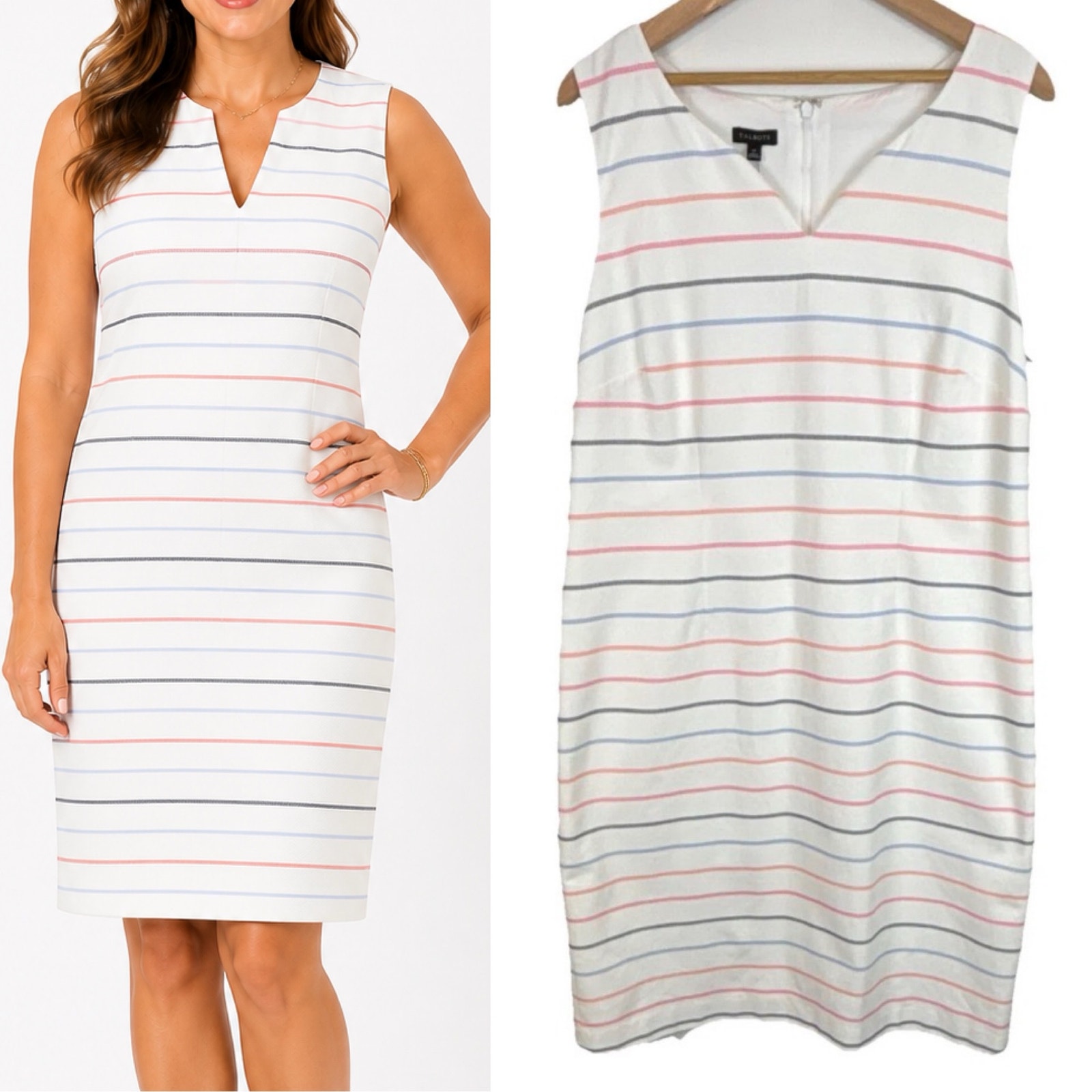 Talbots Sleeveless Sheath Dress Sz 14 Nwt Career Office Preppy Colorful